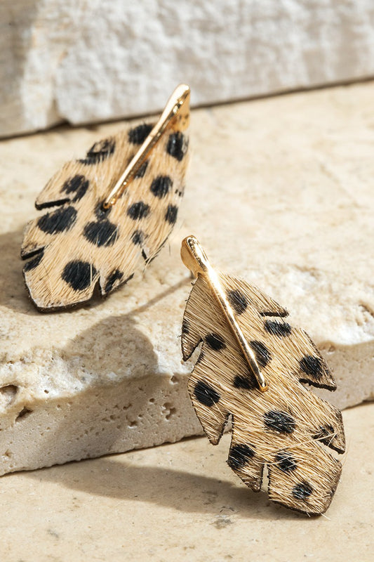 My Mini Print Leather Earrings - Brown Cheetah