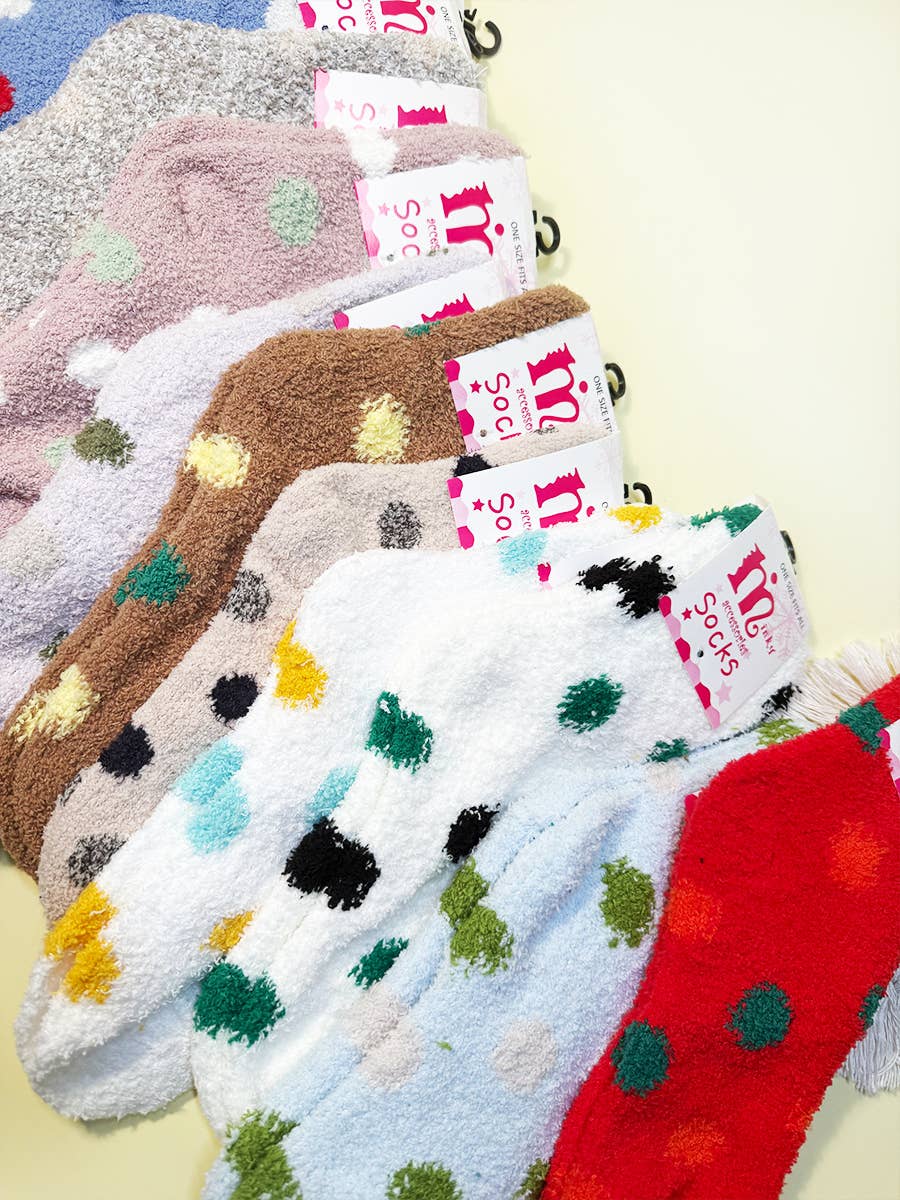 Polka Dot Winter Fuzzy Socks