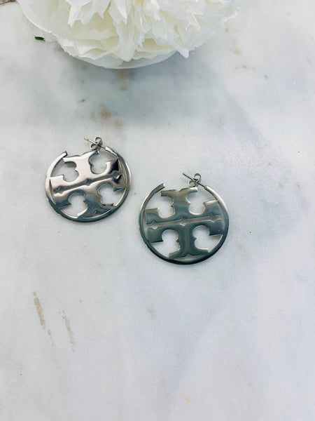 Designer Inspired Stainless Steel Earrings - Silver
